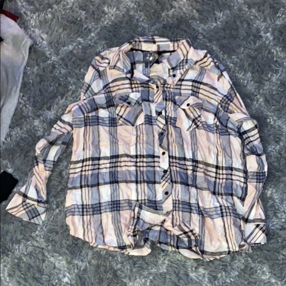 Light pink and blue flannel TORRID